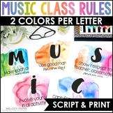 MUSIC Rules & Expectations Posters - Rainbow Watercolor Mu