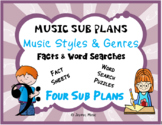 Distance Learning MUSIC SUB PLANS for MUSIC STYLES & GENRE