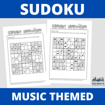 Preview of MUSIC SUDOKU - 3 Worksheets with music themed sudoku