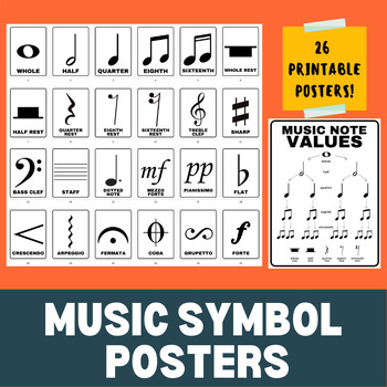 Preview of MUSIC SYMBOLS  // PRINTABLE // + FREE MUSIC VALUES POSTER