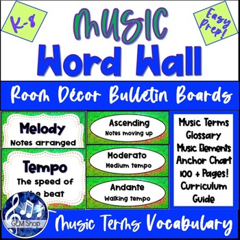 Preview of MUSIC TERMS Bulletin Board Elements of Music Word Wall Room Decor Anchor Charts