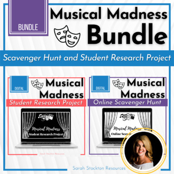 Preview of MUSIC THEATER Musical Madness BUNDLE Scavenger Hunt and Research Project
