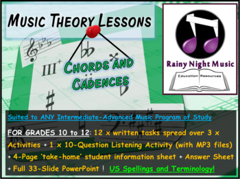 Preview of MUSIC THEORY LESSON Chords and Cadences