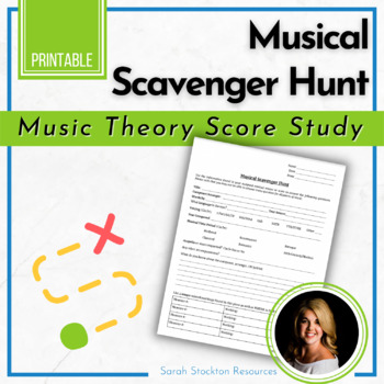 Preview of MUSIC THEORY Score Study Musical Scavenger Hunt Worksheet