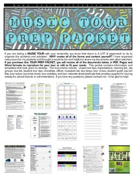 Preview of MUSIC TOUR Prep Packet:  Documents, Information & Activities