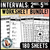 MUSIC WORKSHEETS BUNDLE | Music Intervals 2nds 3rds 4ths 5