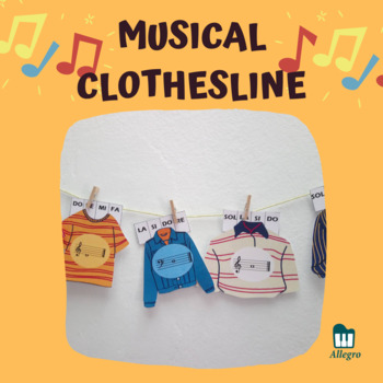 Preview of MUSICAL CLOTHESLINE - Note Reading Clip Cards