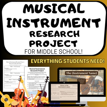 Preview of MUSICAL INSTRUMENT RESEARCH PROJECT for Middle School General Music
