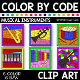 MUSICAL INSTRUMENTS Color by Number or Code Clip Art