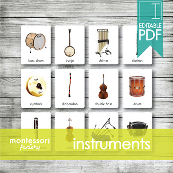 Preview of MUSICAL INSTRUMENTS | MONTESSORI Printable Nomenclature Three Part Cards