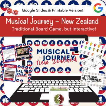 Preview of MUSICAL JOURNEY TO NEW ZEALAND!  Board Game for Google Slides & Printable!!