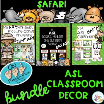 Preview of ASL Classroom Decor | SAFARI Theme BUNDLE