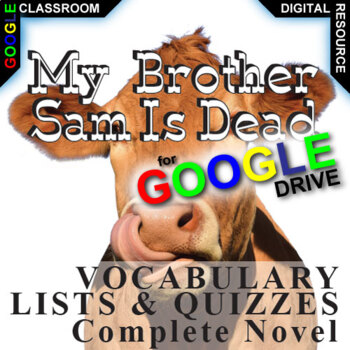 Preview of MY BROTHER SAM IS DEAD Vocabulary Activity DIGITAL Word List & Quiz Self-Grading