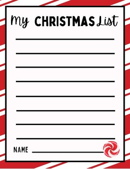 My Christmas List / Wish List / Letter to Santa / December Writing Activity