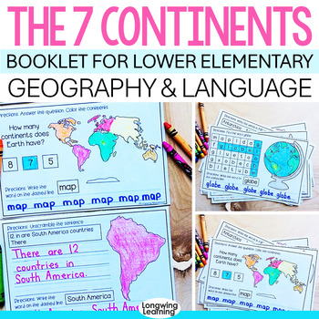 Preview of Montessori Seven Continents Interactive Book with Facts and ELA Language Skills