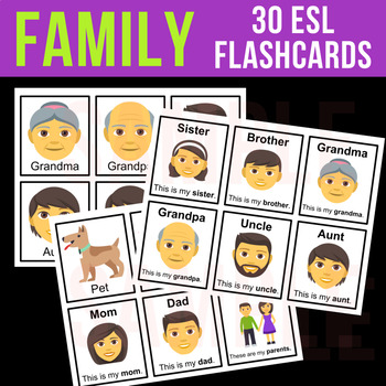 Preview of MY FAMILY Vocabulary Flashcards | ESL, Speech Therapy, SPED