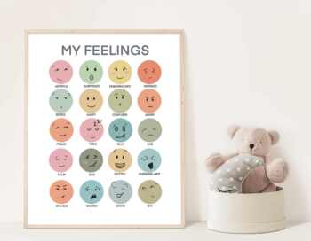 MY FEELINGS MINIMALIST Simple Emotions poster with 20 emotions ...