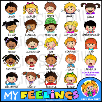 MY Feelings - Clipart Collection. Color & Black/white. {Lilly Silly Billy}