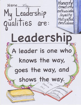 Preview of MY LEADERSHIP QUALITIES/VOCABULARY WORKSHEET