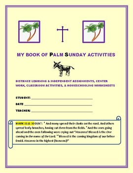 Preview of MY PALM SUNDAY ACTIVITIES BOOK: DISTANCE LEARNING & INDEPENDENT  BOOK GRS.3-6