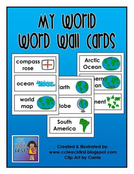 Preview of MY WORLD Word Wall Pocket Chart Cards