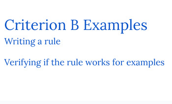 Preview of MYP Criterion B Math Examples for Students