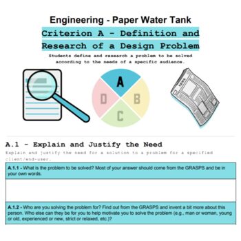 Preview of MYP Design Cycle - Engineering a Paper Water Tank