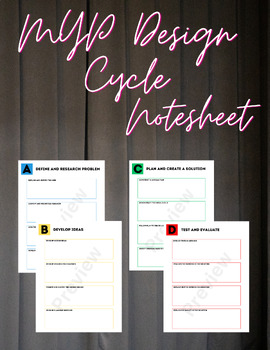 Preview of MYP Design Cycle Notesheet