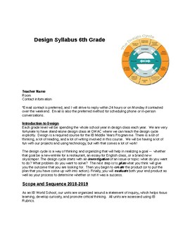 Preview of MYP Design Syllabus Grade 6