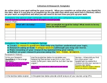 Preview of MYP Individuals and Societies Criterion B Research Template