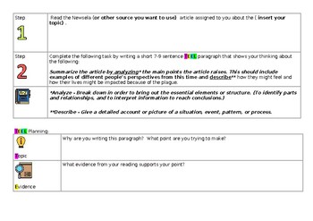 Preview of MYP Middle School TEEL paragraph Graphic Organizer