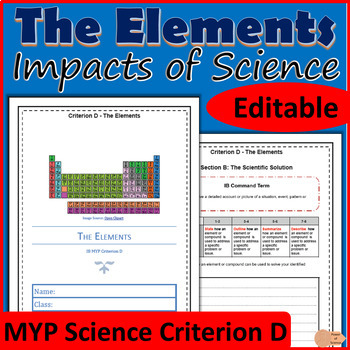 Preview of MYP Science Criterion D Assessment: The Elements - G7 & G8 Chemistry Research 