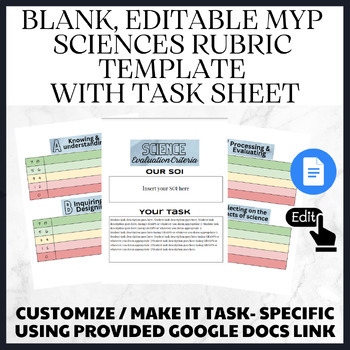 Preview of MYP Sciences Editable Rubric ( Google Docs)