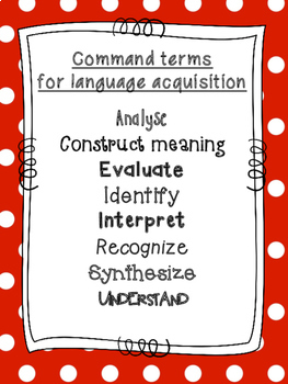 Preview of IB MYP command terms for Language Acquisition (International Baccalaureate)