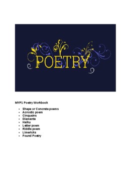 MYP1 Poetry Workbook by Ms B Boutique for Teachers | TPT