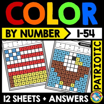 Preview of MYSTERY PICTURE MEMORIAL DAY MATH COLOR BY NUMBER ACTIVITY COLORING PAGE SHEET