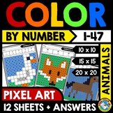 MYSTERY PICTURE ANIMAL MATH COLOR BY NUMBER PIXEL ART ACTI