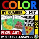 MYSTERY PICTURE FOOD MATH COLOR BY NUMBER PIXEL ART ACTIVI