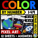 MYSTERY PICTURE OUTER SPACE MATH COLOR BY NUMBER PIXEL ART