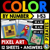 MYSTERY PICTURE PIRATES MATH COLOR BY NUMBER PIXEL ART ACT