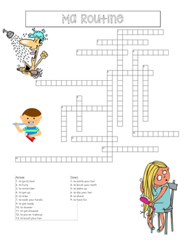 Ma Routine Crossword French By Madame Les Lunettes Tpt