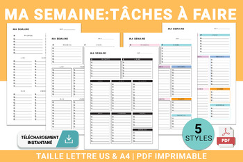 Preview of Ma Semaine - Liste de Tâches Hebdomadaires / Liste à Faire en Français PDF