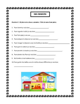 Preview of Ma maison, house vocabulary in French, writing and speaking activity