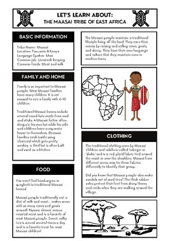 Preview of Maasai Reading Comprehension Worksheet with Questions