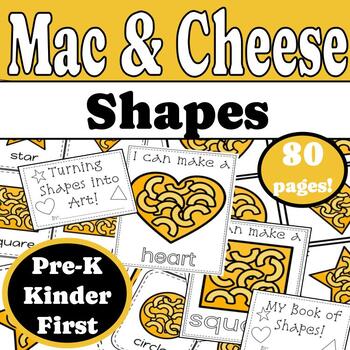 Preview of Mac & Cheese Theme | Shapes Unit | Activities | 14 shapes | Kindergarten | PDF