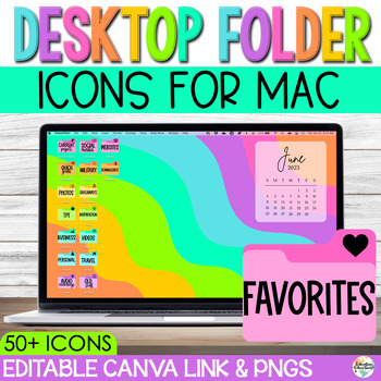 Preview of Mac File Folder Desktop Icons | Editable Canva Template  | Wallpaper Background