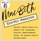 MacBeth Quotes Analysis Organizer