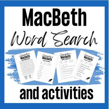 Preview of MacBeth Wordsearch and Activities - CHARACTERS