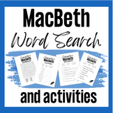 MacBeth Wordsearch and Activities - CHARACTERS