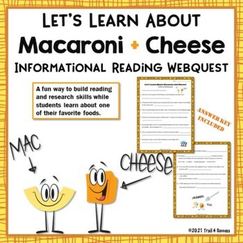 Preview of Macaroni and Cheese Webquest Internet Scavenger Hunt Worksheets